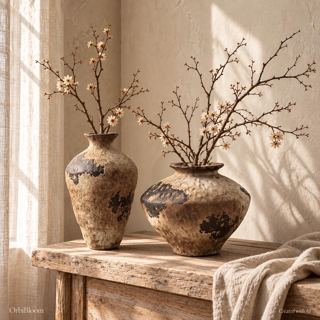 Beige ceramic vase