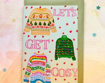 Christmas Winter Cosy Jumper Whimsical Greeting Card