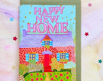 Happy New Home Cottage Whimsical Greeting Card