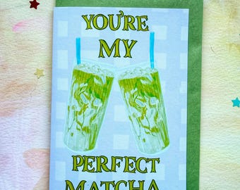Matcha Love Whimsical Greeting Card