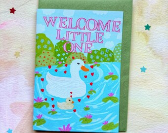 Welcome Little One Baby Ducks Whimsical Greeting Card