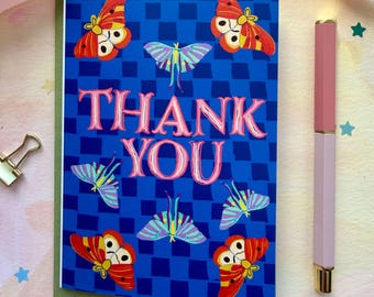 Whimsical Moth Thank You Card | A6 Illustrated Greeting Card