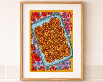 Apple Cinnamon Rolls Cozy Kitchen Art Print A5