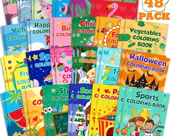 Paquete de 48 pequeños libros para colorear para niños, ideales como obsequios para fiestas o recompensas en el aula, para edades de 2 a 12 años.