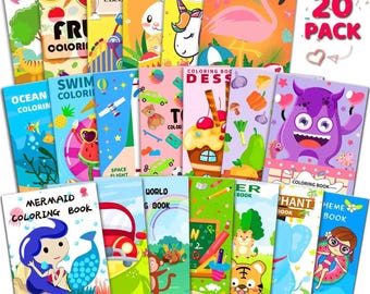 Paquete de 20 libritos pequeños para colorear para niños, ideales como obsequios para fiestas o recompensas en el aula, para edades de 2 a 12 años.