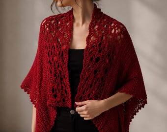 Crochet Lace Cardigan Pattern | Lightweight Boho Shawl Wrap (PDF Download)