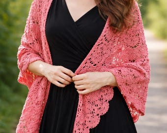 Beginner Crochet Lace Shawl Pattern | Boho Wrap, Summer Spring Wear (PDF Download)