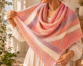 Crochet Triangle Shawl Pattern PDF | Lightweight Boho Wrap Scarf | Easy Crochet Shawl Pattern | Beginner Friendly Crochet Wrap
