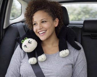 Crochet Cat Neck Pillow Pattern | Beginners Travel Pillow (Digital Download)