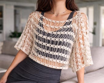Flaminia Crochet Top Pattern PDF | Summer Lace Blouse (English, Italian)