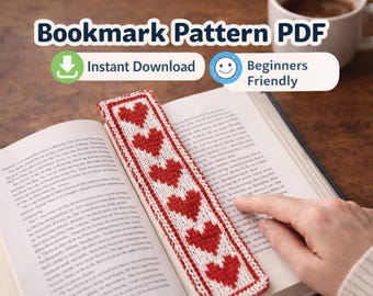 Crochet Bookmark Pattern | Hearts Design (PDF Download)