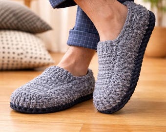 Modello per mocassini all'uncinetto / Scarpe invernali / Regalo per il marito / Istruzioni passo passo in PDF (Download immediato)