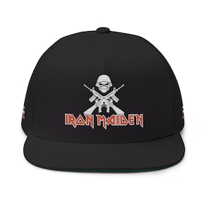 Eddie Skull and Crossed Rifles Flat Bill Cap | Iron Maiden Embroidered Patch