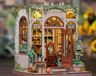 CUTEBEE Green Life Bookshop Book Nook Bookshelf Puzzle 3d