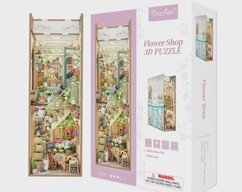 Tonecheer Flower Shop bookshelf booknook puzzle 3d