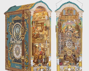 Tonecheer Clock Tower Booknook Bookshelf DIY