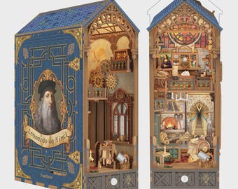 Tonecheer Leonardo da Vinci bookshelf booknook puzzle 3d