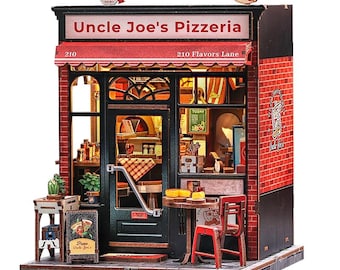 CUTEBEE Uncle Joe's Pizzeria Book nook Bookshelf Puzzle 3d