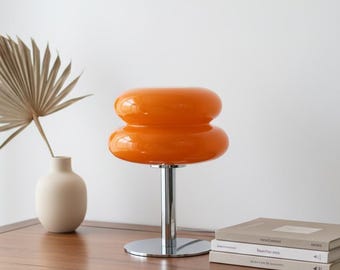 Macaron Mushroom Lamp - Vintage Pastel Night Light for Bedside Table - Scandinavian Design Living Room Ambient Lamp - Mid Century