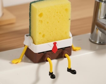 Funny Sponge Holder - Sponge Stand - Kitchen and Bathroom Sink Organizer - Humorous Decorative Accessory - Cartoon Design - Gift Idea