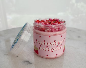 Strawberry Pop Rocks Slime | Crunchy Foam Bead Sensory Play (8oz)