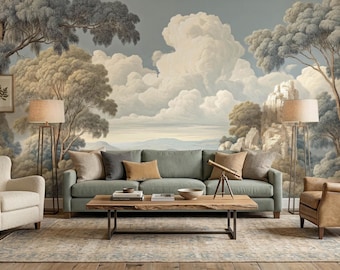 Classic European Landscape Wall Mural, Old Master Style Scenic Wallpaper, Peel and Stick Removable Luxury Bedroom Interior