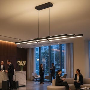Cosmo Up Down linjär pendellampa 120 cm, dubbelsidig LED-krona 6720 lumen, modern minimalistisk taklampa för matbord och kök