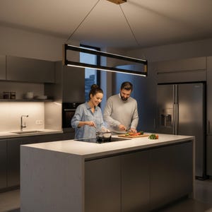 Orion lineaire led-hanglamp up-down verlichting 100 cm dimbare moderne kroonluchter zwart aluminium plafondarmatuur keukeneilandlamp