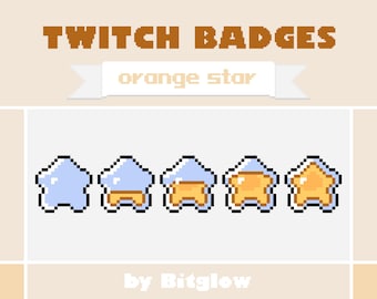 Orange Star Twitch Sub Badges Pixel Art Loyalty Badge Set Cute Streamer Bit Icons 18x18 36x36 72x72 Digital Download