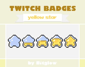 Yellow Star Twitch Sub Badges Pixel Art Loyalty Badge Set Cute Streamer Bit Icons 18x18 36x36 72x72 Digital Download