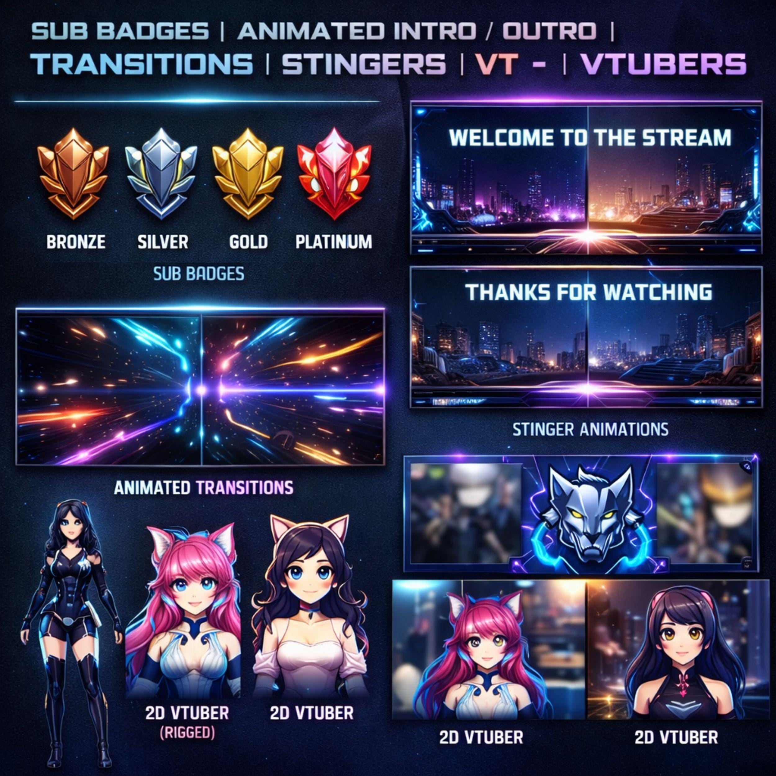 Custom Stream Package | Twitch Overlay, Logo, Emotes, Sub Badges ...