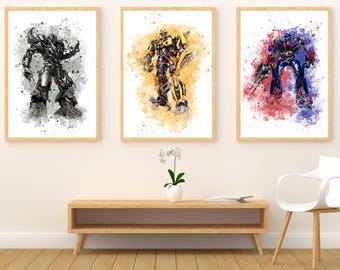 Juego de 3 pósteres de Transformers: láminas decorativas para la habitación infantil, imprimibles para niños, decoración para la habitación de niños (descarga digital).
