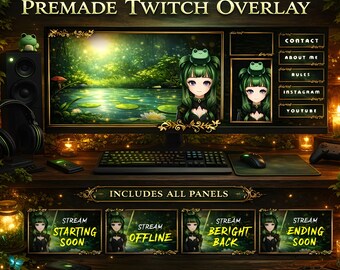 Paquete de superposiciones de transmisión animadas para Twitch, YouTube, OBS y Streamlabs en estilo topográfico oscuro