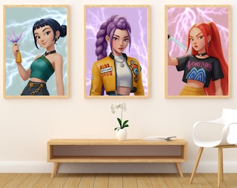Set de arte mural de chicas K-pop: Impresiones de acuarela de fans (descarga digital)