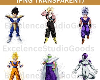 Paquete de imágenes prediseñadas PNG de dragones de anime: fondo transparente, personajes de anime de alta calidad, descarga digital, diseño para sublimación, arte imprimible.