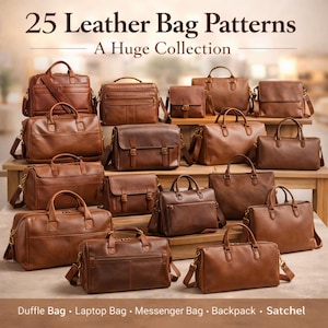 革製バッグの縫製パターン PDF、DIY 革製ハンドバッグのパターン、メッセンジャーバッグのパターン、クロスボディバッグのテンプレート、革工芸の即時ダウンロード、