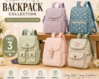 Pacote com 5 moldes de mochilas em PDF, molde de mochila transversal, tutorial de costura de bolsas faça você mesmo, molde de mochila acolchoada, molde de mochila de viagem.