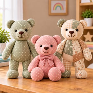 Modello di cucito per orsacchiotto della memoria in PDF, modello per orsacchiotto di peluche, orsacchiotto ricordo, orsacchiotto facile, modello per animale di peluche, articoli da regalo, modello di cucito per giocattoli di tendenza
