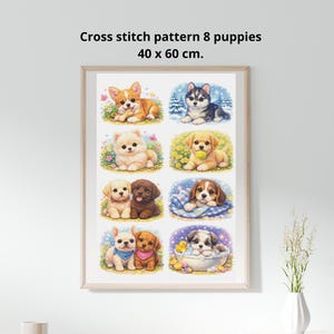 Puppy Cross Stitch Pattern, 8 Dog Designs, Animal Needlework (PDF Bundle)