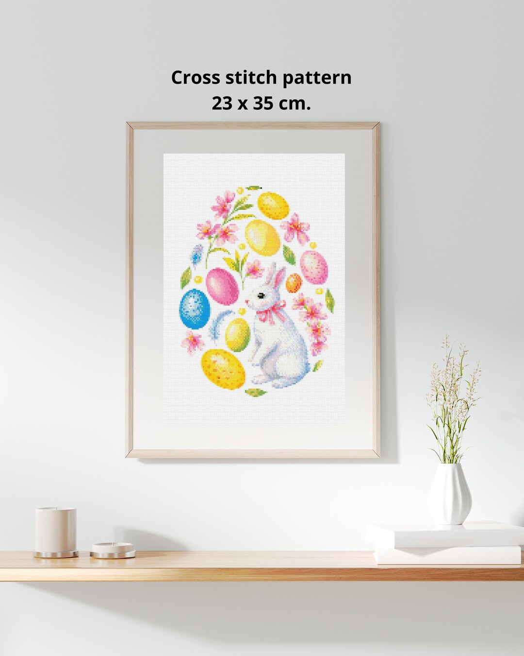 Easter Bunny Cross Stitch Pattern, Spring Eggs Embroidery PDF, Cute ...