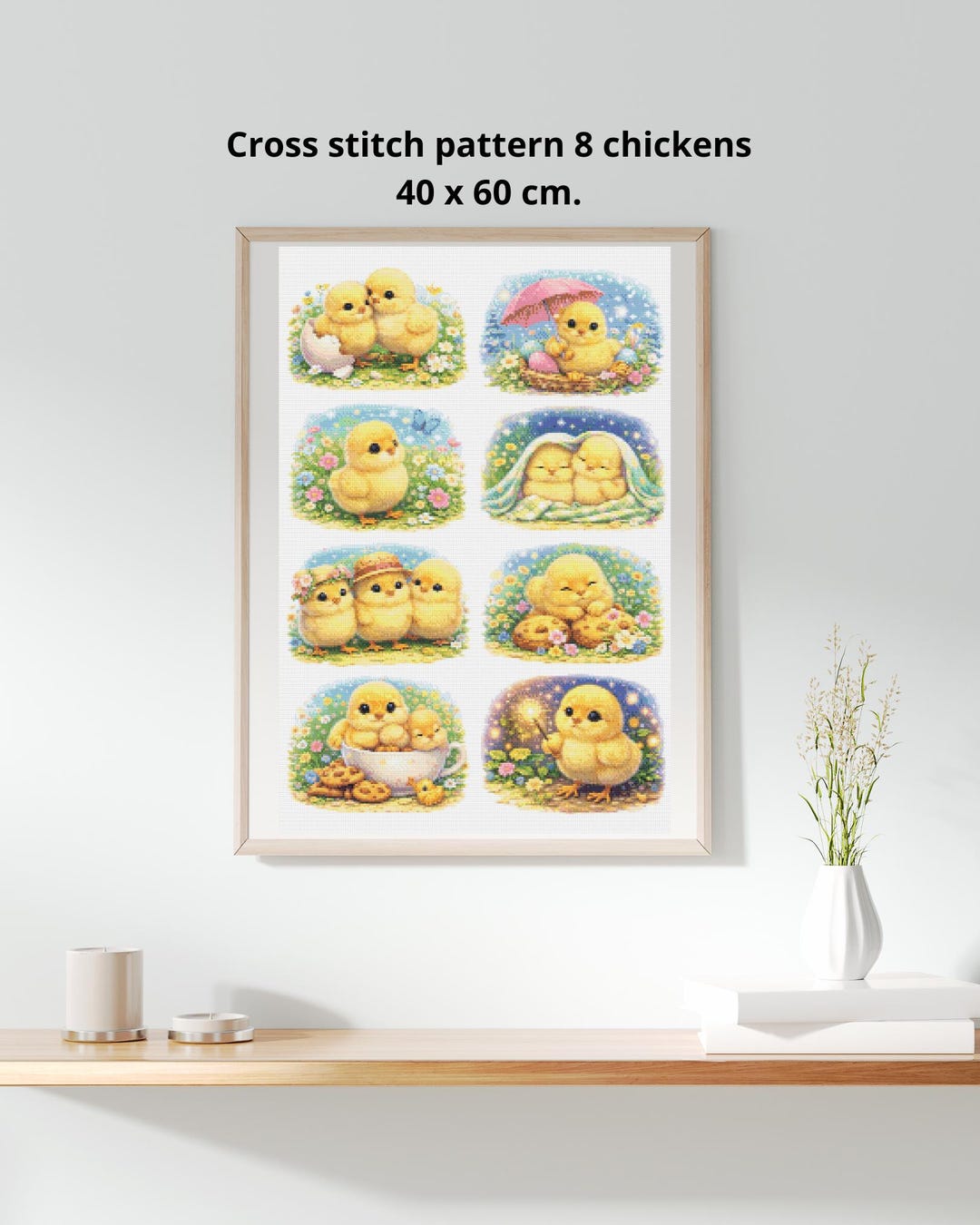 8 Chick Designs Cross Stitch Pattern, Baby Chick Collection (PDF ...