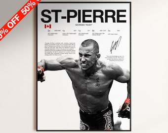 Georges St Pierre Poster, UFC Wall Print, MMA Wall Print, Fighter Poster, Gym Poster, UFC Fan Room Decor, Gift for Him, ufc Champion
