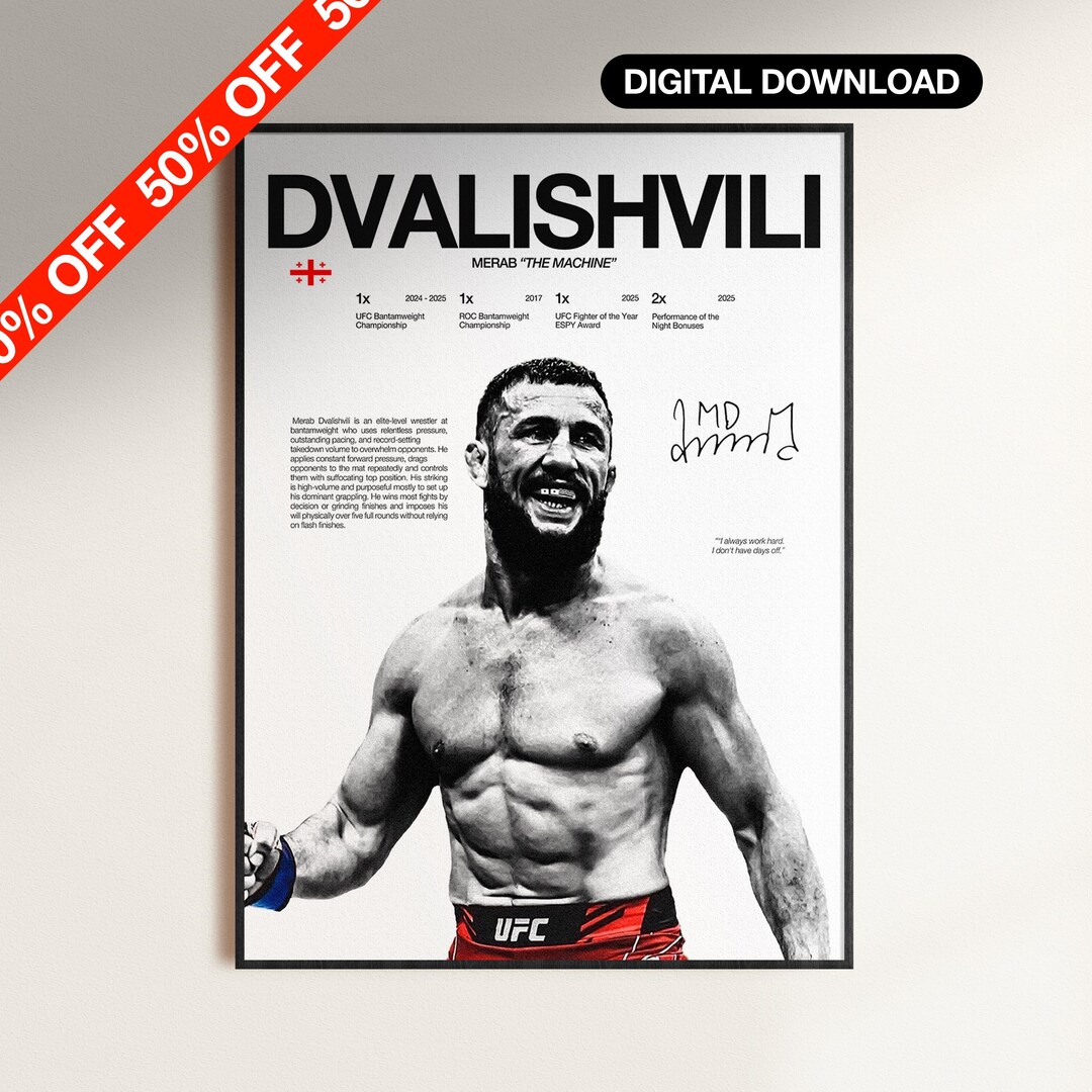 Merab Poster Merab Dvalishvili Poster, UFC Wall Print, MMA Digital Download, Fighter ...