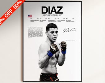 Nick Diaz Poster, UFC Wall Print, MMA Digital Download, Fighter Poster, Gym Poster, UFC Fan Room Decor, Gift for Him, ufc Champion