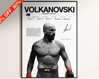 Alexander Volkanovski-poster, UFC-muurafdruk, MMA-muurafdruk, Fighter-poster, sportschoolposter, UFC-fandecor, cadeau voor hem, ufc-kampioen
