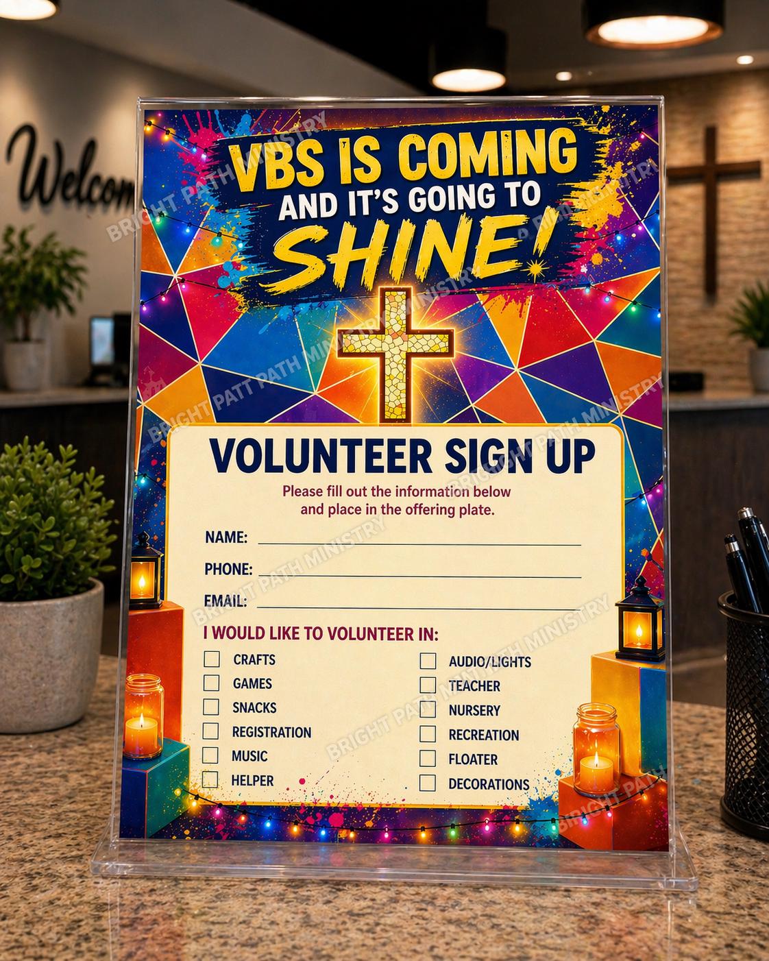 Vbs Layout Editable VBS Volunteer Sign up Sheet Canva Template | Kids Ministry Registration ...