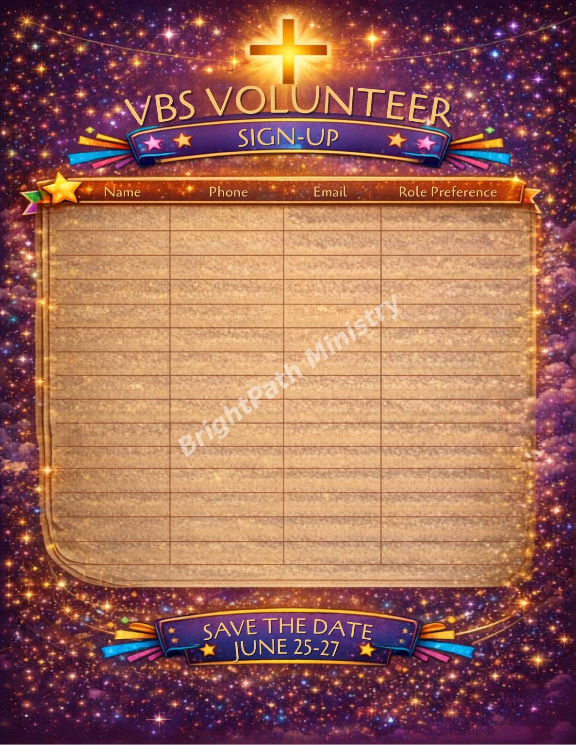 Vbs Layout Editable Editable VBS Volunteer Sign up Sheet | Kids Ministry Printable (instant ...