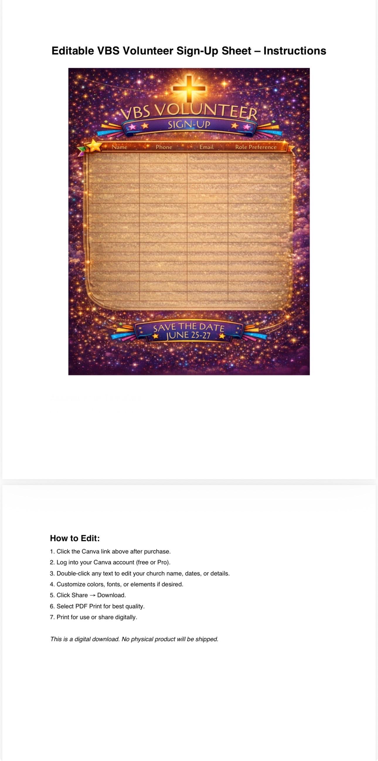 Vbs Layout Editable Editable VBS Volunteer Sign up Sheet | Kids Ministry Printable (instant ...
