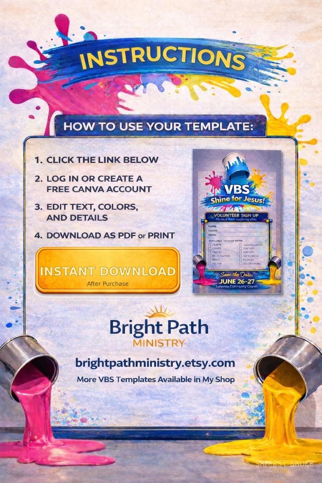 Vbs Layout Editable VBS Volunteer Sign up Sheet Canva Template | Kids Ministry Registration ...