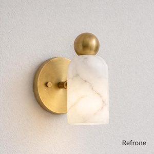 Alabaster Messing Wandleuchte | Moderne Marmor Leuchte, Nachttischlampe